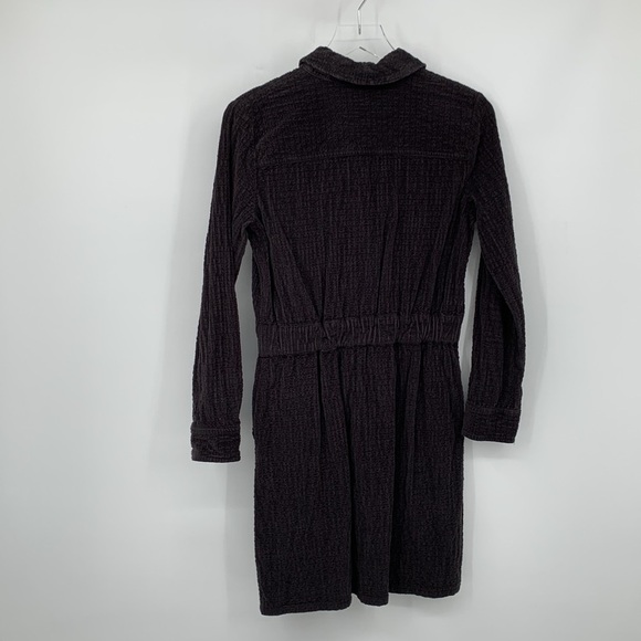 J. Crew zipper front cinched corduroy utility dress gray long sleeve pockets 2 - Picture 3 of 4